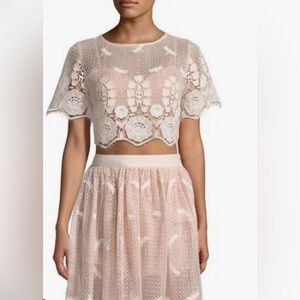 MIGUELINA Paris embroidered crocheted cotton maxi skirt Sz M